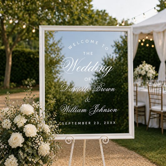 Transparant trouw welkomstbord met witte script raamsticker