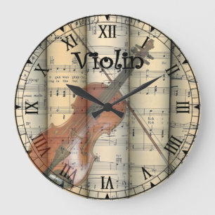 Transparant Violin ~ Rolled  vel Music ~ Grote Klok