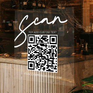 Transparant Witte Minimalistische Zakelijke QR-cod Raamsticker