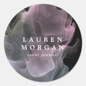 Transparant zijde Elegant Monogram Ronde Sticker (Voorkant)