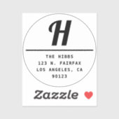Transparant zwart en wit retouradres sticker (Vel)