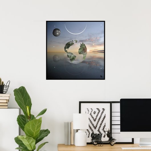 Transparante Aarde Poster (Thuiskantoor)