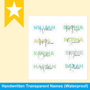 Transparante Achternamen, Moderne Waterdichte Stic Sticker