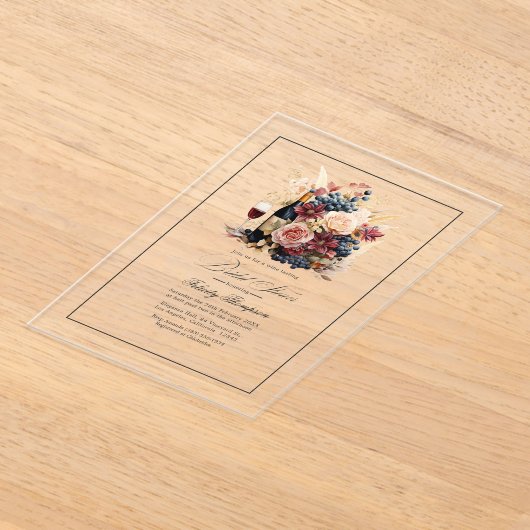 Transparante Acryl Wijn en Bloemrijke Bruidsdouche Acryl Uitnodigingen (Laagn)