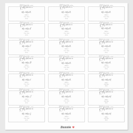 Transparante Adresetiketten voor gasten, stijlvol  Sticker (Vel)