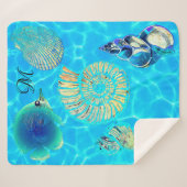 Transparante Aqua Turquoise Zee Waterschillen Sherpa Deken (Voorkant (horizontaal))