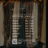 Transparante bedrijfslogo openingsuren QR-code Raamsticker