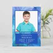 Transparante Bladeren Blauwe Foto Uitnodiging (Staand voorkant)