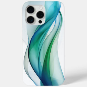 Transparante blauwe en groene vormen iPhone 15 pro max hoesje
