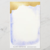 Transparante Blauwe Faux Gouden Folie Monogram Briefpapier (Voorkant)