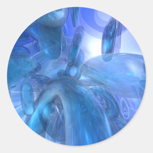 Transparante blauwe ringen ronde sticker (Voorkant)