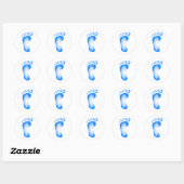 Transparante blauwe voet ronde sticker (Vel)
