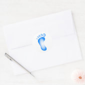 Transparante blauwe voet ronde sticker (Envelop)