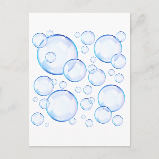 Transparante blauwe zeepbellen briefkaart (Voorkant)