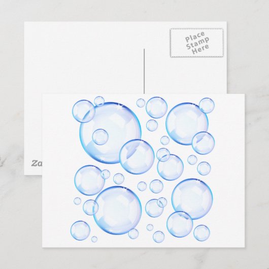 Transparante blauwe zeepbellen briefkaart (Voorkant / Achterkant)