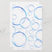 Transparante blauwe zeepbellen briefpapier (Voorkant / Achterkant)