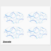 Transparante blauwe zeepbellen ovale sticker (Vel)