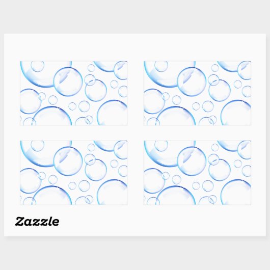 Transparante blauwe zeepbellen rechthoekige sticker (Vel)