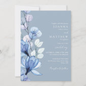 Transparante bloemenfoto Dusty Blue Wedding Kaart (Voorkant)