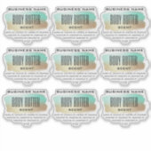 Transparante body boter etiketten turquoise en gou sticker (Voorkant)