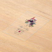Transparante Bourgogne Bloemen Wijnproeverij Acryl Uitnodigingen (Laagn)