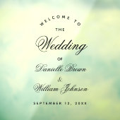 Transparante bruiloft Welkom Elegant Calligraphy Raamsticker (Vel 3)