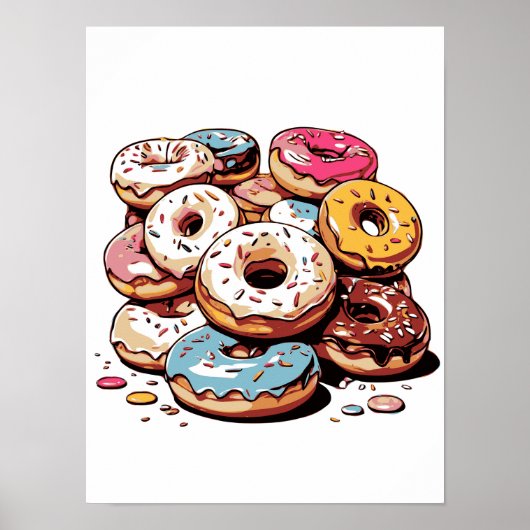 Transparante donuts clip art poster (Voorkant)