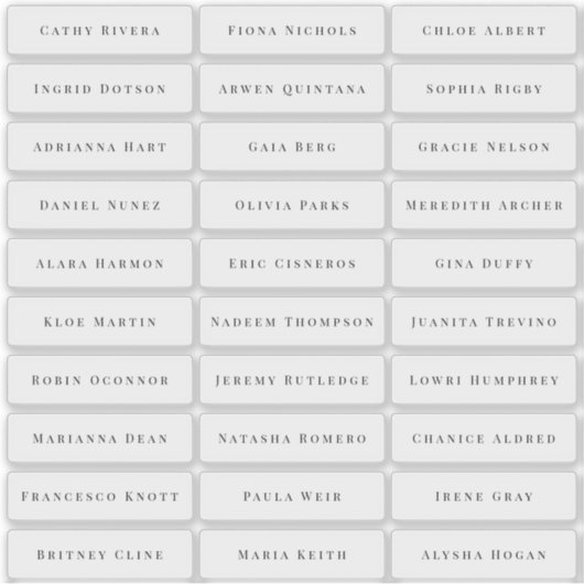 Transparante eenvoudige elegante klassieke gastnam sticker (Voorkant)