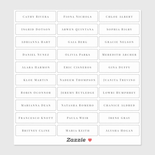 Transparante eenvoudige elegante klassieke gastnam sticker (Vel)