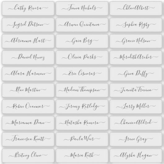 Transparante eenvoudige moderne scriptgastnamen sticker (Voorkant)