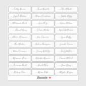 Transparante eenvoudige moderne scriptgastnamen sticker (Vel)