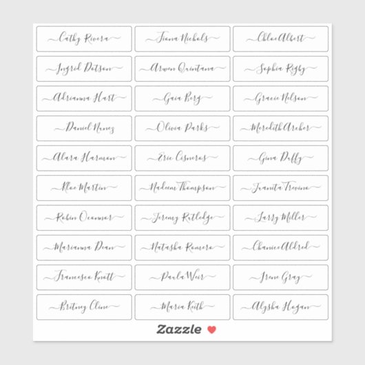 Transparante eenvoudige moderne scriptgastnamen sticker (Vel)