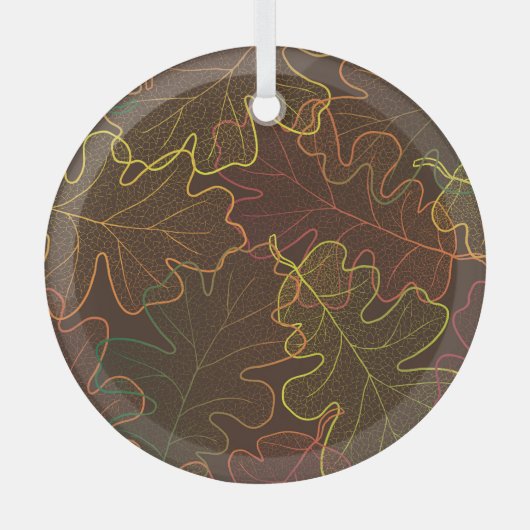 Transparante eikenbladeren, herfstpatroon. glas ornament (Voorkant)
