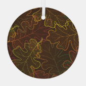 Transparante eikenbladeren, herfstpatroon. glas ornament (Achterkant)