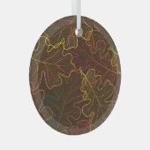 Transparante eikenbladeren, herfstpatroon. glas ornament (Voorkant Rechts)