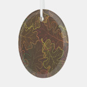 Transparante eikenbladeren, herfstpatroon. glas ornament (Voorkant links)