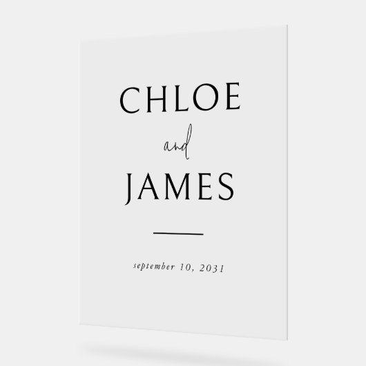 Transparante Elegant Custom Couple's Naam Bruiloft Acryl Bord (Hoek)