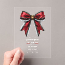 Transparante Elegante Red Bow Kerstfeest