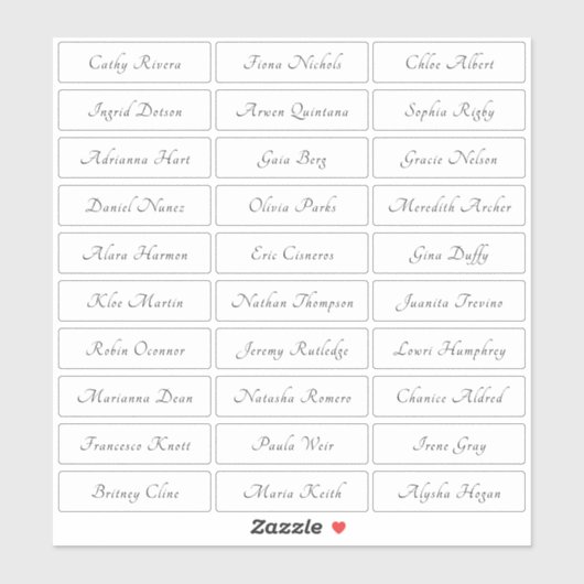 Transparante elegante traditionele gastennamen sticker (Vel)