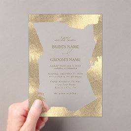 Transparante Faux Gold Folie Border Clear Wedding Acryl Uitnodigingen