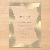 Transparante Faux Gold Folie Border Clear Wedding Acryl Uitnodigingen (Voorkant)