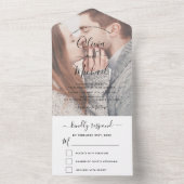 Transparante foto-bruiloft Eenvoudig modern All In One Uitnodiging (Binnen)