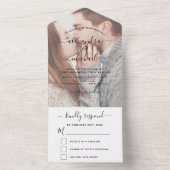 Transparante foto-bruiloft Eenvoudige moderne RSVP All In One Uitnodiging (Binnen)