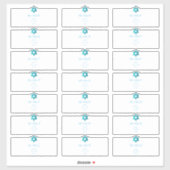 Transparante gastAdresetiketten, Aqua Blue Sticker (Vel)