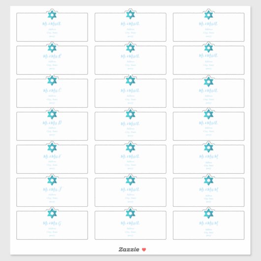 Transparante gastAdresetiketten, Aqua Blue Sticker (Vel)