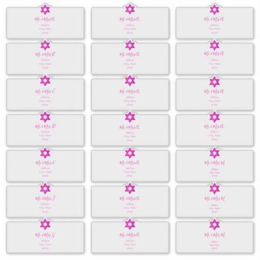 Transparante gastAdresetiketten, warm roze Sticker (Voorkant)