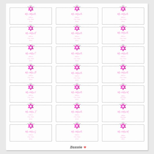 Transparante gastAdresetiketten, warm roze Sticker (Vel)