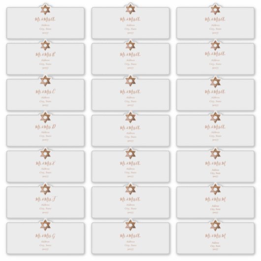 Transparante gastadreslabels, namaak koper sticker (Voorkant)