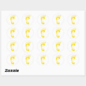 Transparante gele voet ronde sticker (Vel)