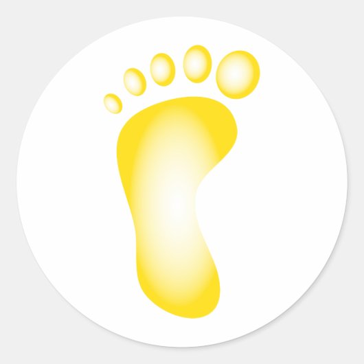 Transparante gele voet ronde sticker (Voorkant)